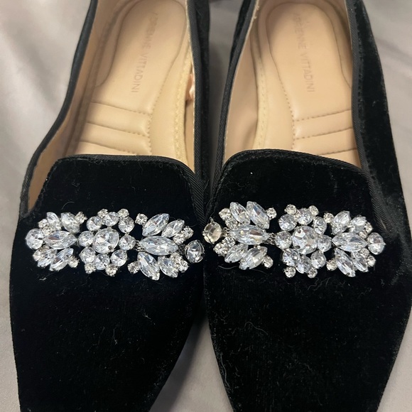 Adrienne Vittadini Black Crystal Embellished Loafers - Picture 1 of 3